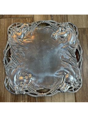 Arthur Court Horse Aluminum 12" Inch Square Tray Platter Vintage Equestrian 1999
